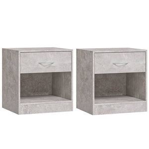 vidaXL Nightstands 2 pcs. with Drawer Concrete Grey