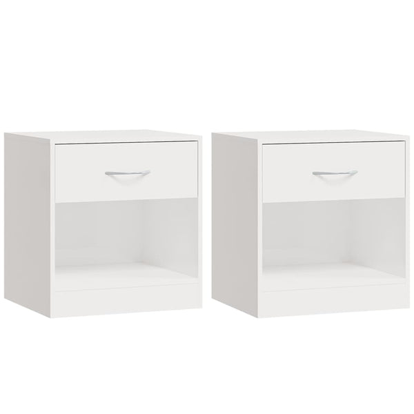 vidaXL Nightstands 2 pcs. with drawer High Gloss White