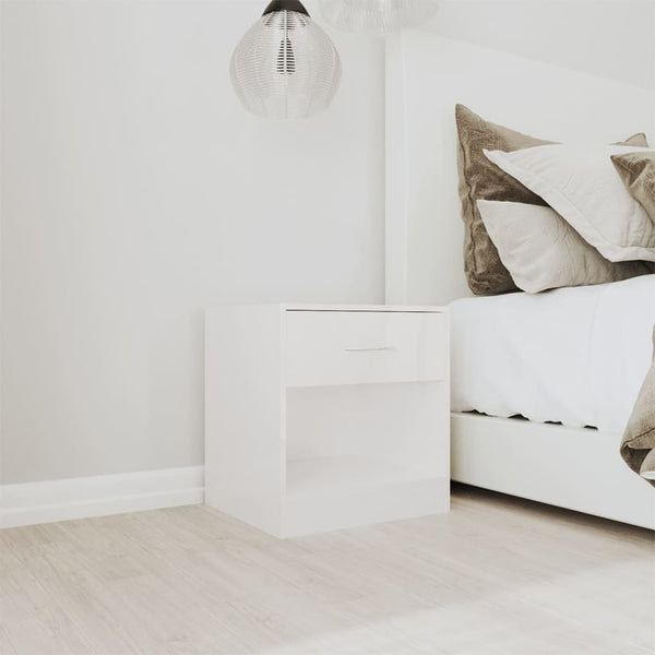 vidaXL Nightstands 2 pcs. with drawer High Gloss White
