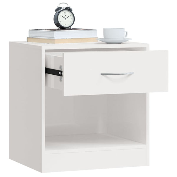 vidaXL Nightstands 2 pcs. with drawer High Gloss White