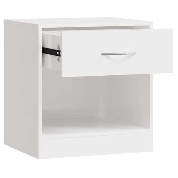 vidaXL Nightstands 2 pcs. with drawer High Gloss White