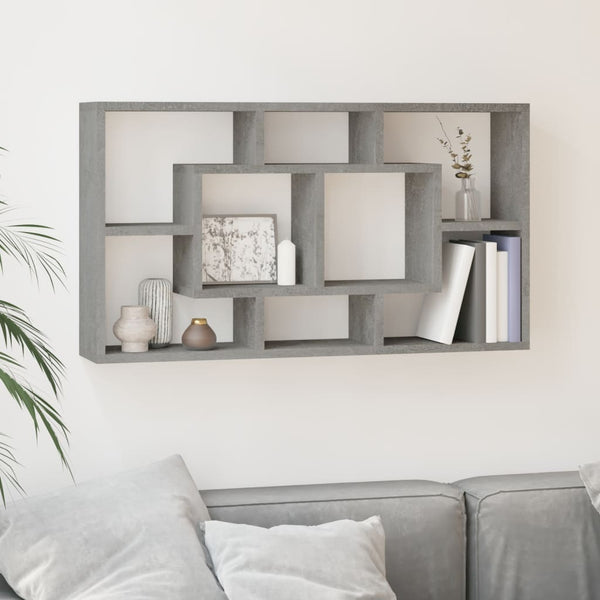 vidaXL Wall Shelf with 8 Compartments Concrete Grey
