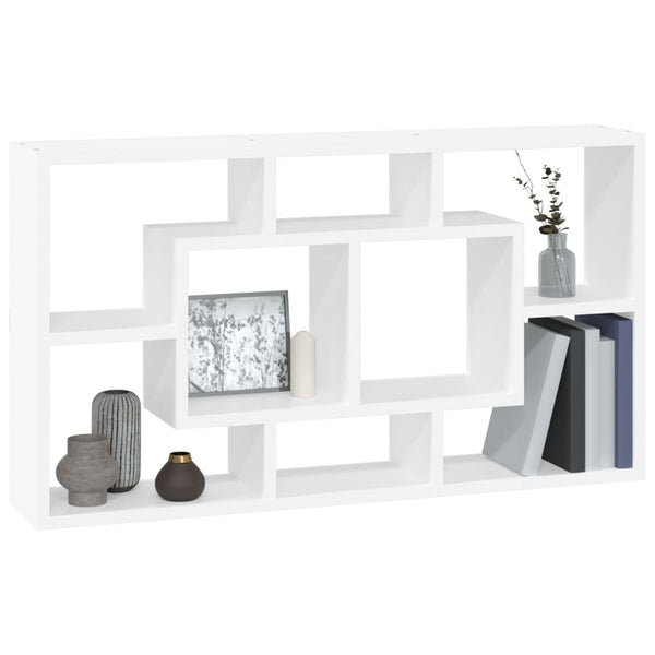 vidaXL Wall Shelf with 8 Compartments High Gloss White