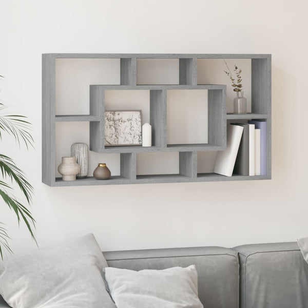 vidaXL Wall Shelf with 8 Compartments Grey Sonoma