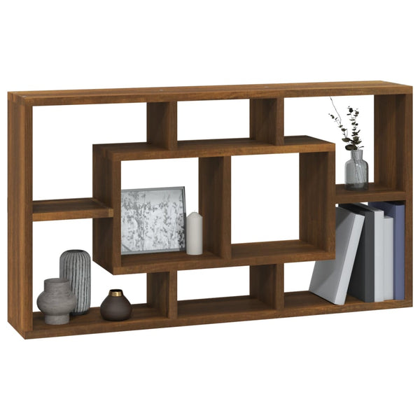 vidaXL Wall Shelf with 8 Compartments Brown Oak Look