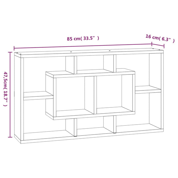 vidaXL Wall Shelf with 8 Compartments Brown Oak Look