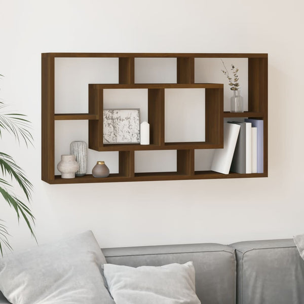 vidaXL Wall Shelf with 8 Compartments Brown Oak Look