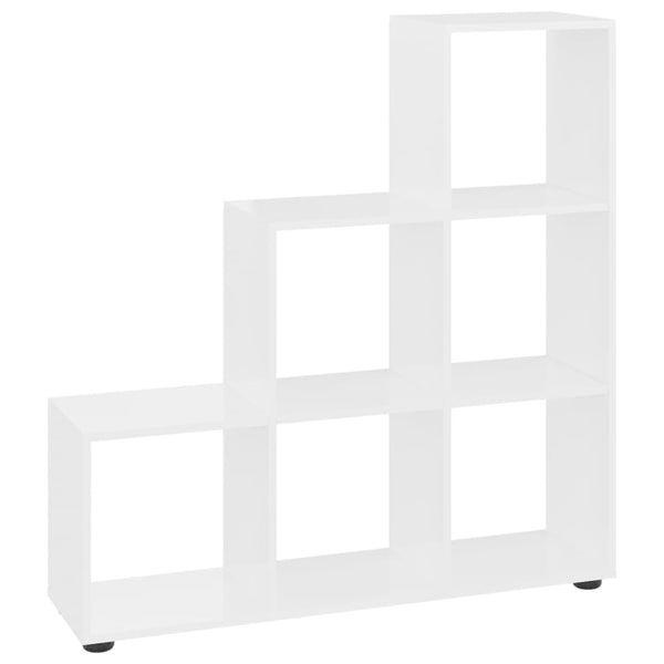 vidaXL Stair Shelf High Gloss White 107 cm Engineered Wood