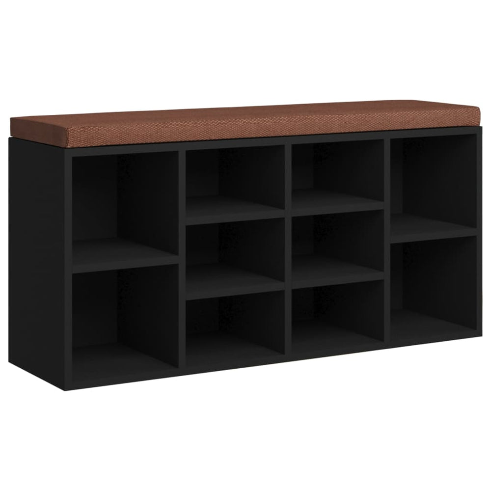 vidaXL Shoe Bench Black 103x30x48 cm Engineered Wood