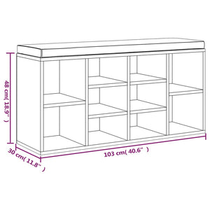 vidaXL Shoe Bench Black 103x30x48 cm Engineered Wood