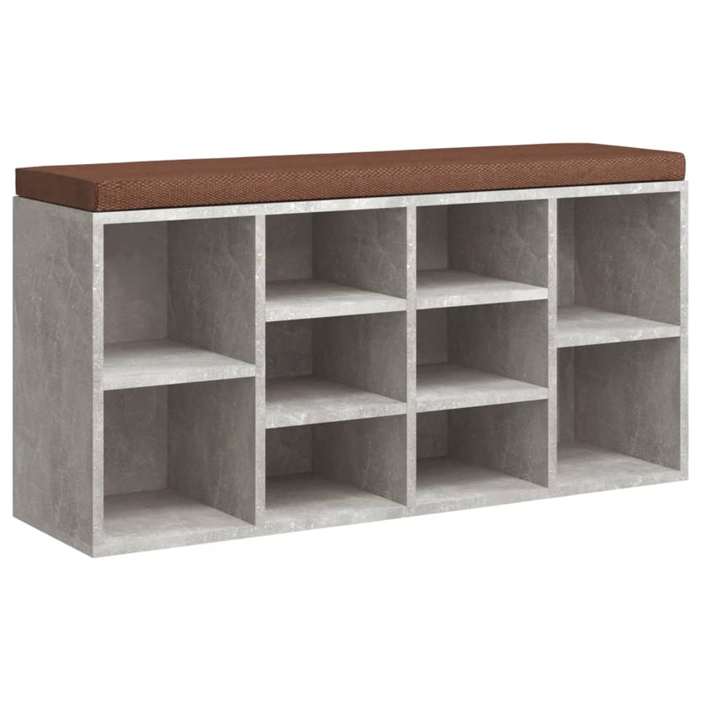 vidaXL Shoe Bench Concrete Grey 103x30x48 cm Engineered Wood