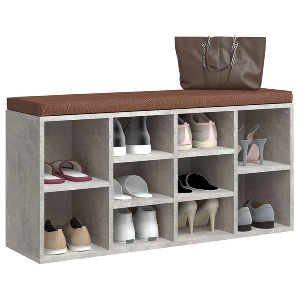 vidaXL Shoe Bench Concrete Grey 103x30x48 cm Engineered Wood