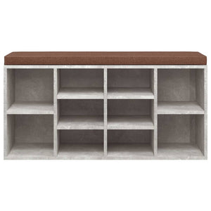 vidaXL Shoe Bench Concrete Grey 103x30x48 cm Engineered Wood
