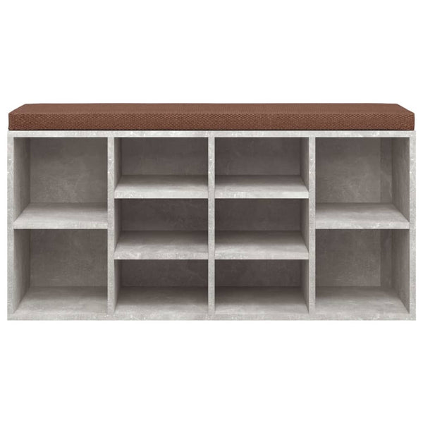 vidaXL Shoe Bench Concrete Grey 103x30x48 cm Engineered Wood