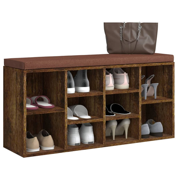 vidaXL Shoe Cabinet Smoked Oak 103x30x48 cm Engineered Wood