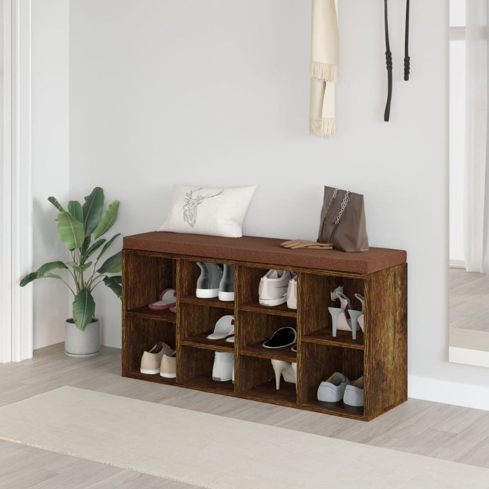 vidaXL Shoe Cabinet Smoked Oak 103x30x48 cm Engineered Wood