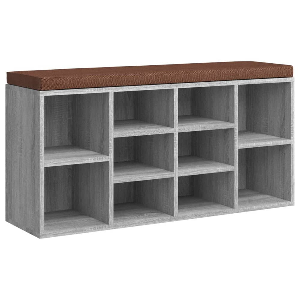 vidaXL Shoe Storage Bench Grey Sonoma 103x30x48 cm Engineered Wood