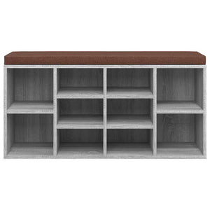 vidaXL Shoe Storage Bench Grey Sonoma 103x30x48 cm Engineered Wood