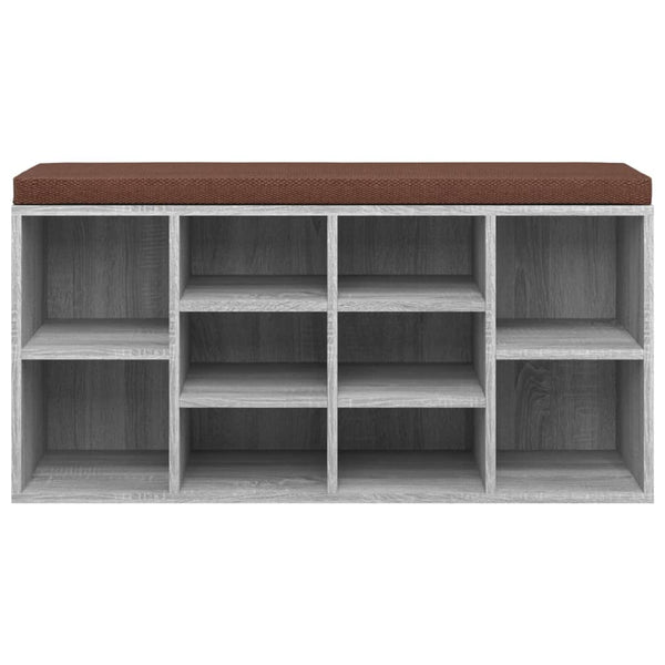 vidaXL Shoe Storage Bench Grey Sonoma 103x30x48 cm Engineered Wood