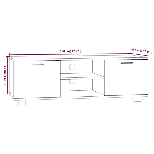 vidaXL TV Cabinet Sonoma Grey 120x40.5x35 cm Engineered Wood