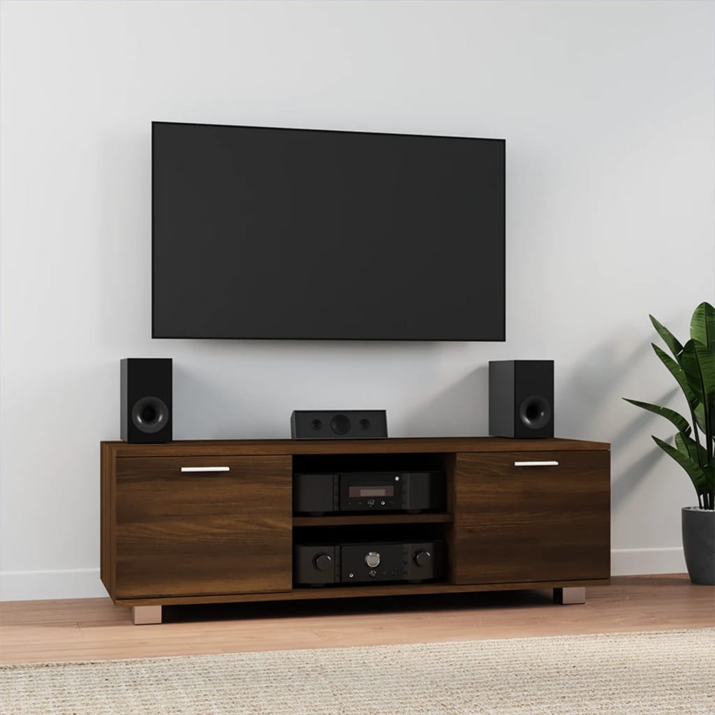vidaXL TV Cabinet Brown Oak-Effect 120x40.5x35 cm Engineered Wood