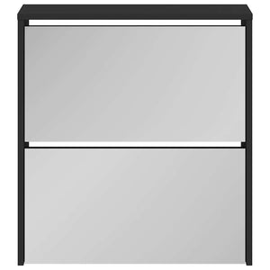 vidaXL Shoe Cabinet with Mirror 2 Compartments Black 63x17x67 cm