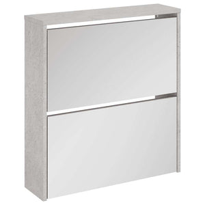 vidaXL Shoe Cabinet with Mirror 2 Compartments Concrete Grey 63x17x67 cm
