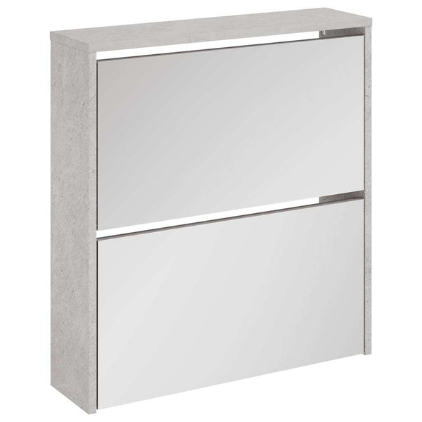 vidaXL Shoe Cabinet with Mirror 2 Compartments Concrete Grey 63x17x67 cm