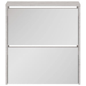 vidaXL Shoe Cabinet with Mirror 2 Compartments Concrete Grey 63x17x67 cm