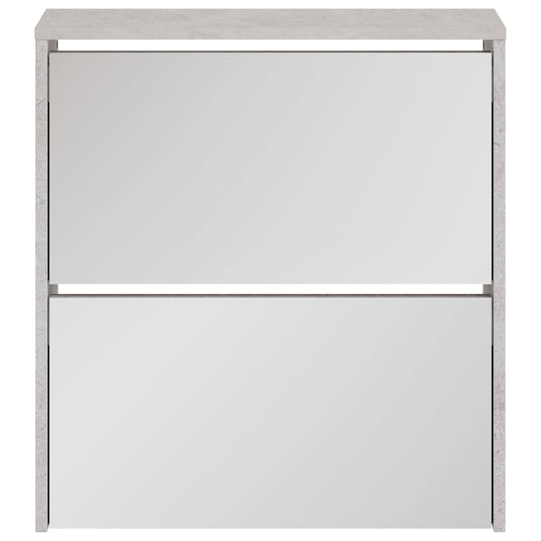 vidaXL Shoe Cabinet with Mirror 2 Compartments Concrete Grey 63x17x67 cm