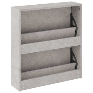 vidaXL Shoe Cabinet with Mirror 2 Compartments Concrete Grey 63x17x67 cm