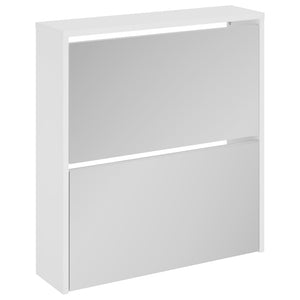 vidaXL Shoe Cabinet with Mirror 2 Compartments High Gloss White 63x17x67 cm