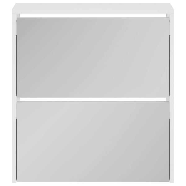 vidaXL Shoe Cabinet with Mirror 2 Compartments High Gloss White 63x17x67 cm