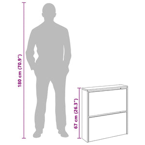 vidaXL Shoe Cabinet with Mirror 2 Compartments High Gloss White 63x17x67 cm