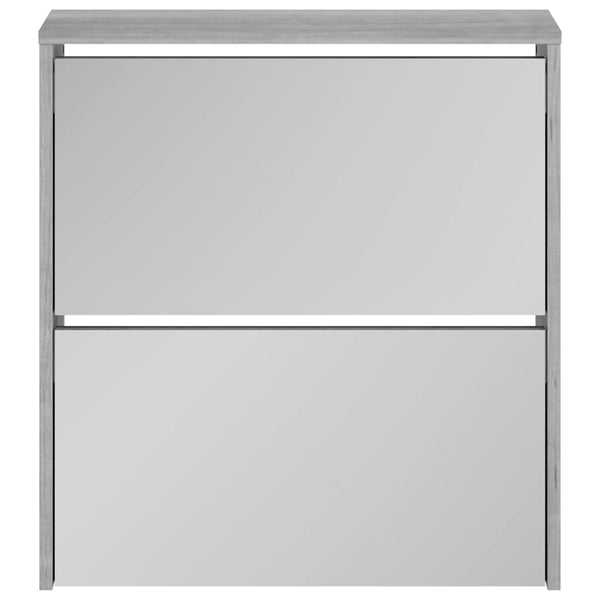 vidaXL Shoe Cabinet with Mirror 2 Compartments Grey Sonoma 63x17x67 cm