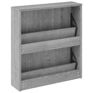 vidaXL Shoe Cabinet with Mirror 2 Compartments Grey Sonoma 63x17x67 cm