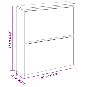 vidaXL Shoe Cabinet with Mirror 2 Compartments Grey Sonoma 63x17x67 cm