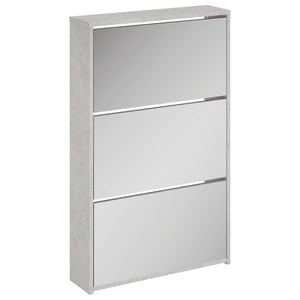 vidaXL Shoe Cabinet with Mirror 3 Compartments Concrete Grey 63x17x102.5 cm