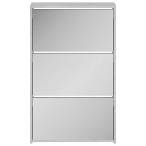 vidaXL Shoe Cabinet with Mirror 3 Compartments Concrete Grey 63x17x102.5 cm