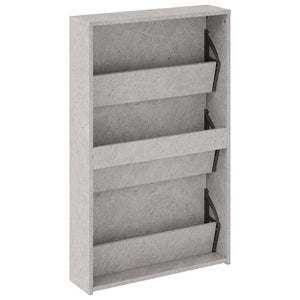 vidaXL Shoe Cabinet with Mirror 3 Compartments Concrete Grey 63x17x102.5 cm
