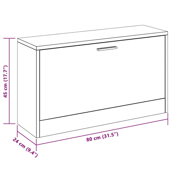 vidaXL Shoe Storage Bench Concrete Grey 80x24x45 cm Engineered Wood