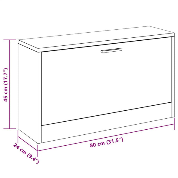 vidaXL Shoe Bench Grey Sonoma 80x24x45 cm Engineered Wood