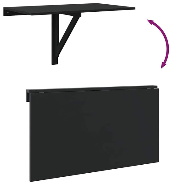 vidaXL Wall-Mounted Drop-Leaf Table Black 100x60x56 cm Engineered Wood