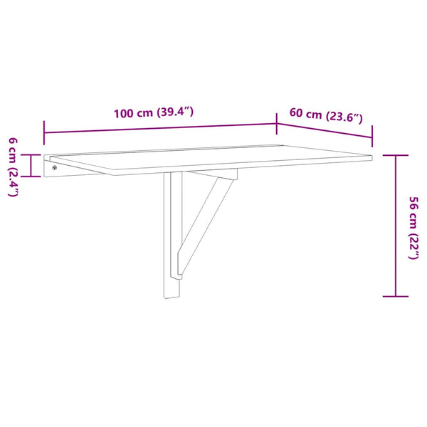 vidaXL Wall-Mounted Drop-Leaf Table Black 100x60x56 cm Engineered Wood