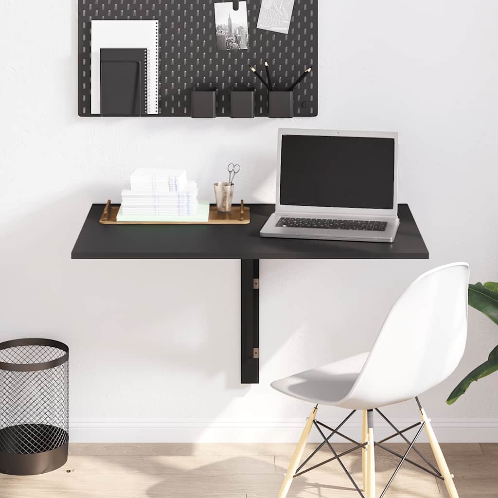 vidaXL Wall-Mounted Drop-Leaf Table Black 100x60x56 cm Engineered Wood