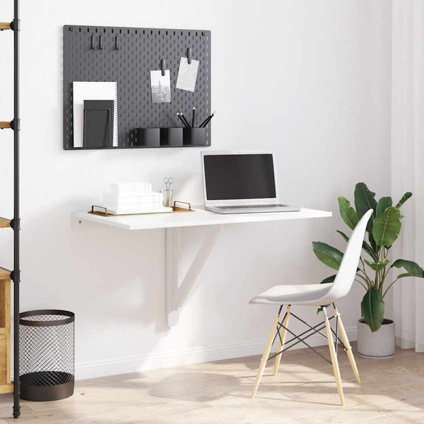vidaXL Wall-Mounted Drop-Leaf Table High Gloss White 100x60x56 cm Engineered Wood