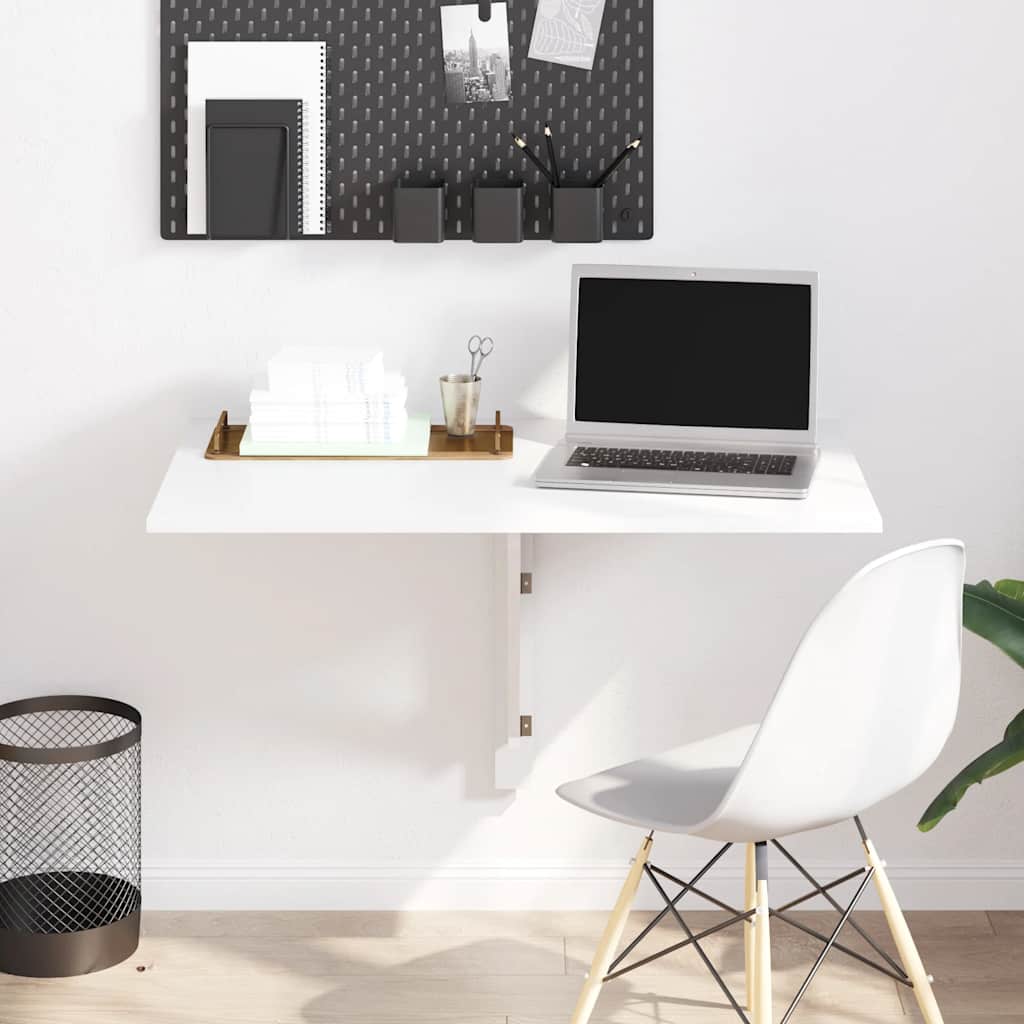 vidaXL Wall-Mounted Drop-Leaf Table High Gloss White 100x60x56 cm Engineered Wood