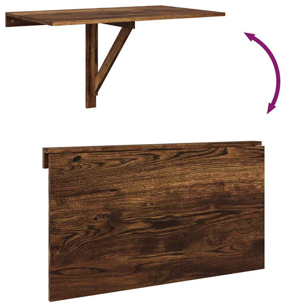 vidaXL Wall-Mounted Drop-Leaf Table Smoked Oak 100x60x56 cm Engineered Wood