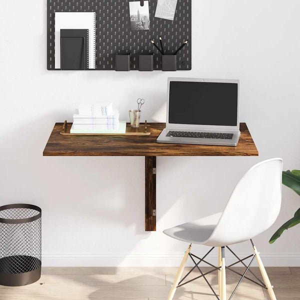 vidaXL Wall-Mounted Drop-Leaf Table Smoked Oak 100x60x56 cm Engineered Wood