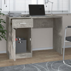 vidaXL Desk with Storage Concrete Grey 100x40x73 cm Engineered Wood